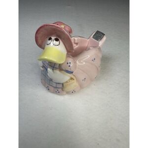 Omnibus 1987 Ceramic Duck Tape Dispenser Pink Yellow Hat Blue Plaid Vintage